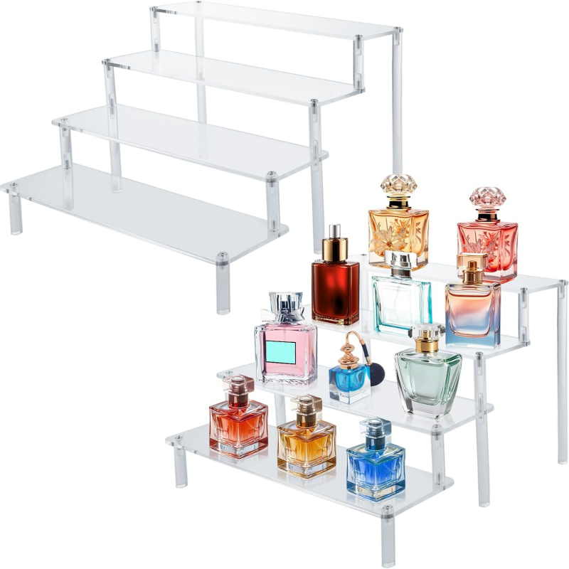 Perfume Fragrance Holder - ตัวยกจอแสดงผลอะคริลิกขนาดใหญ่, ตัวจัดระเบียบขาตั้งน้ําหอม, ตัวยกชั้นวางอะคริลิคใสสําหรับขาตั้งจอแสดงผลสําหรับอาหาร, การใช้งานบนโต๊ะ